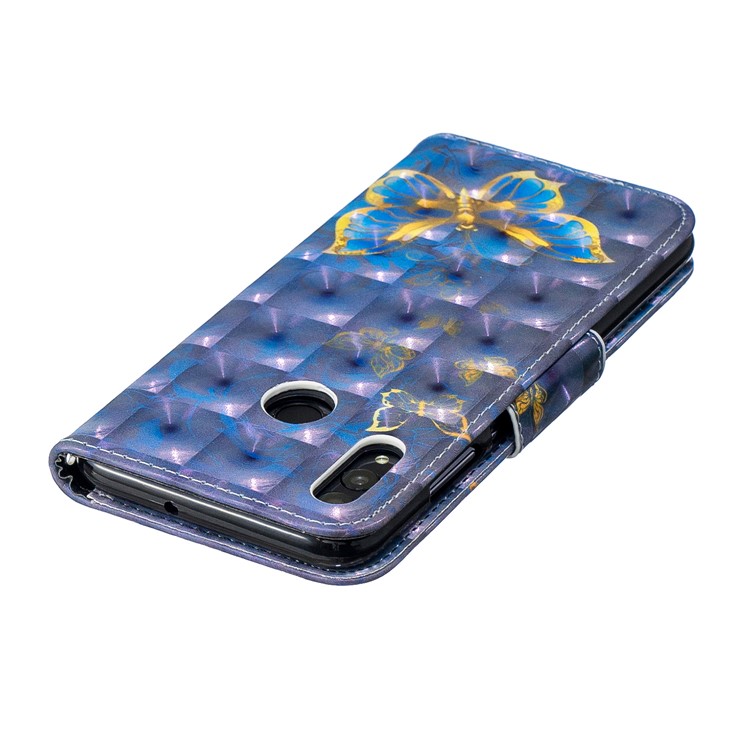 Pattern Printing Light Spot Decor Stand Wallet Leather Shell for Huawei P Smart (2019) / Honor 10 Lite - Blue Butterfly-7