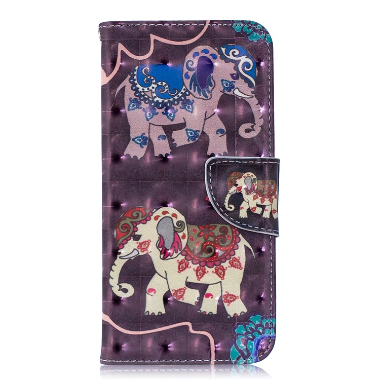 Pattern Printing Light Spot Decor Stand Wallet Leather Protective Case for Huawei P Smart (2019) / Honor 10 Lite - Elephant-2