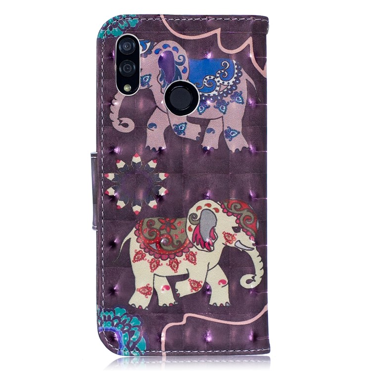 Pattern Printing Light Spot Decor Stand Wallet Leather Protective Case for Huawei P Smart (2019) / Honor 10 Lite - Elephant-3