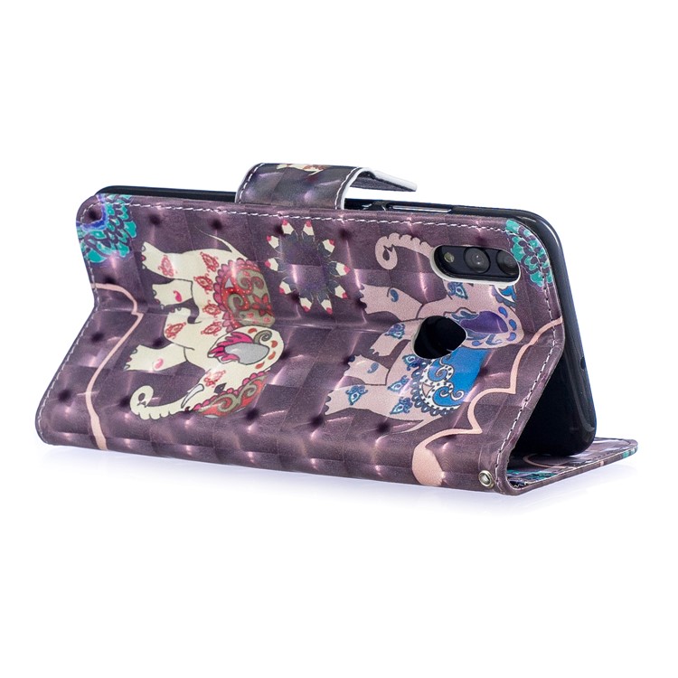 Pattern Printing Light Spot Decor Stand Wallet Leather Protective Case for Huawei P Smart (2019) / Honor 10 Lite - Elephant-4