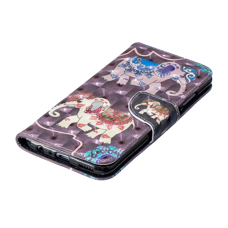 Pattern Printing Light Spot Decor Stand Wallet Leather Protective Case for Huawei P Smart (2019) / Honor 10 Lite - Elephant-6