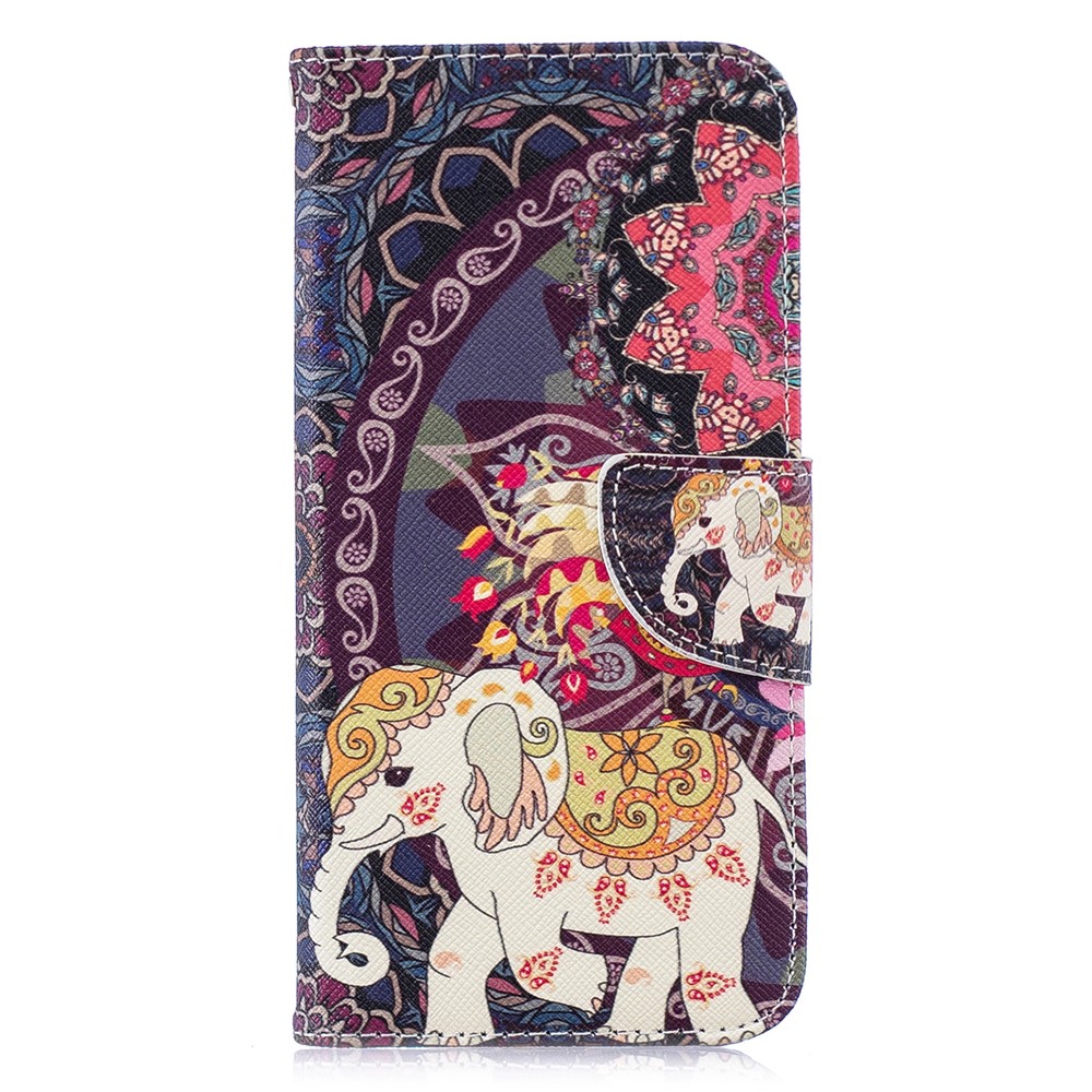 Pattern Printing PU Leather Folio Flip Cover for Huawei P Smart (2019) / Honor 10 Lite - Elephant and Peacock-2