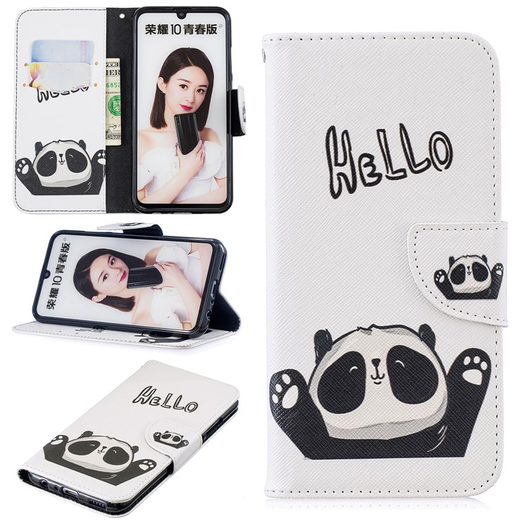 Pattern Printing PU Leather Folio Flip Casing for Huawei P Smart (2019) / Honor 10 Lite - Adorable Panda-1