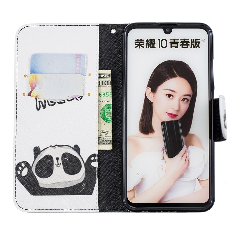 Pattern Printing PU Leather Folio Flip Casing for Huawei P Smart (2019) / Honor 10 Lite - Adorable Panda-8