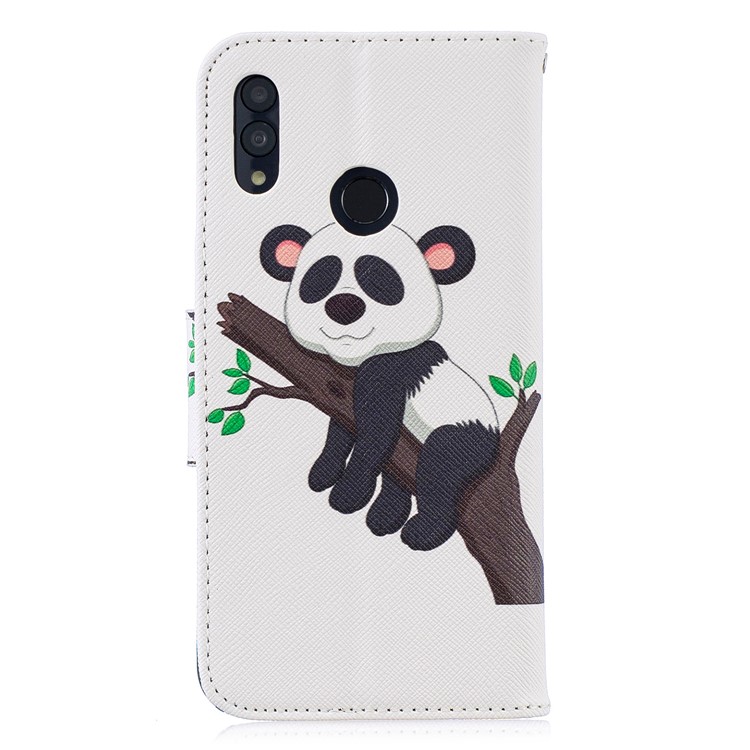 Pattern Printing PU Leather Folio Flip Mobile Phone Shell for Huawei P Smart (2019) / Honor 10 Lite - Panda Climbing Tree-3