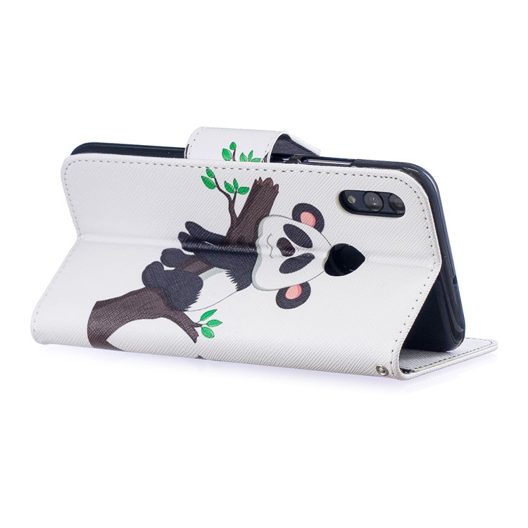 Pattern Printing PU Leather Folio Flip Mobile Phone Shell for Huawei P Smart (2019) / Honor 10 Lite - Panda Climbing Tree-4