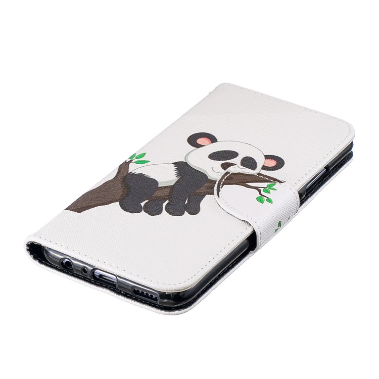 Pattern Printing PU Leather Folio Flip Mobile Phone Shell for Huawei P Smart (2019) / Honor 10 Lite - Panda Climbing Tree-6