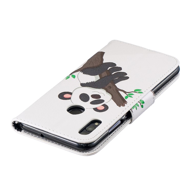 Pattern Printing PU Leather Folio Flip Mobile Phone Shell for Huawei P Smart (2019) / Honor 10 Lite - Panda Climbing Tree-7