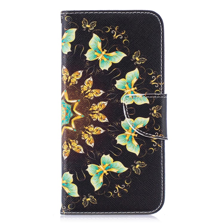 Pattern Printing PU Leather Folio Flip Cubierta Protectora Para Huawei P Smart (2019) / Honor 10 Lite - Mariposas Coloreadas