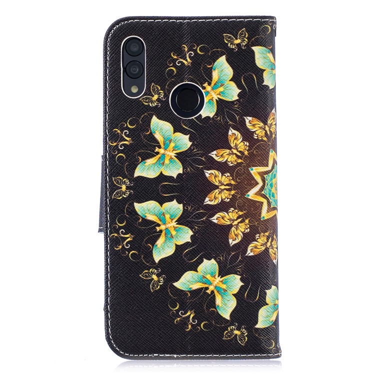 Pattern Printing PU Leather Folio Flip Cubierta Protectora Para Huawei P Smart (2019) / Honor 10 Lite - Mariposas Coloreadas