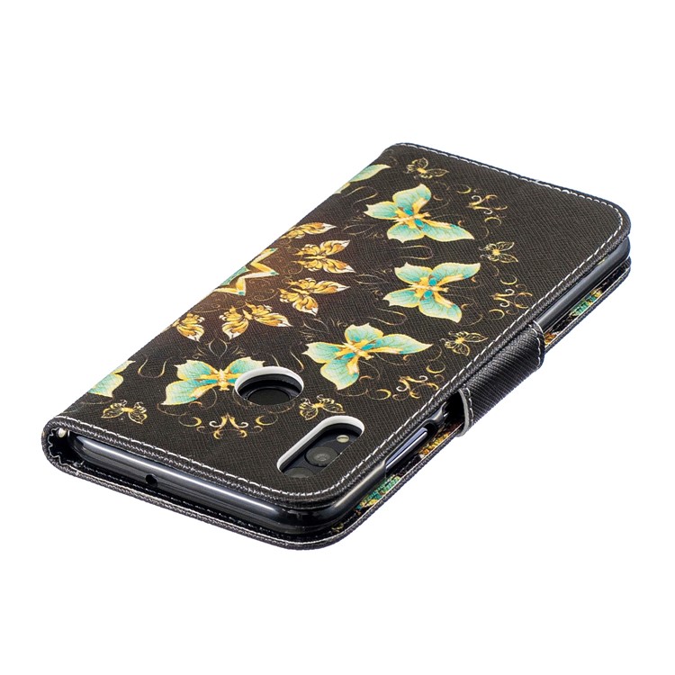 Pattern Printing PU Leather Folio Flip Cubierta Protectora Para Huawei P Smart (2019) / Honor 10 Lite - Mariposas Coloreadas