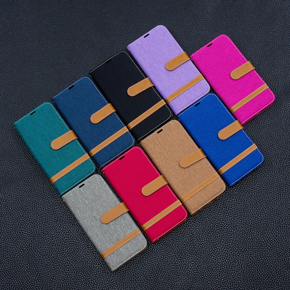 Etui En Cuir PU Bicolore En Jean Avec Support Pour Huawei P Smart (2019) / Honneur 10 Lite - Noir-12
