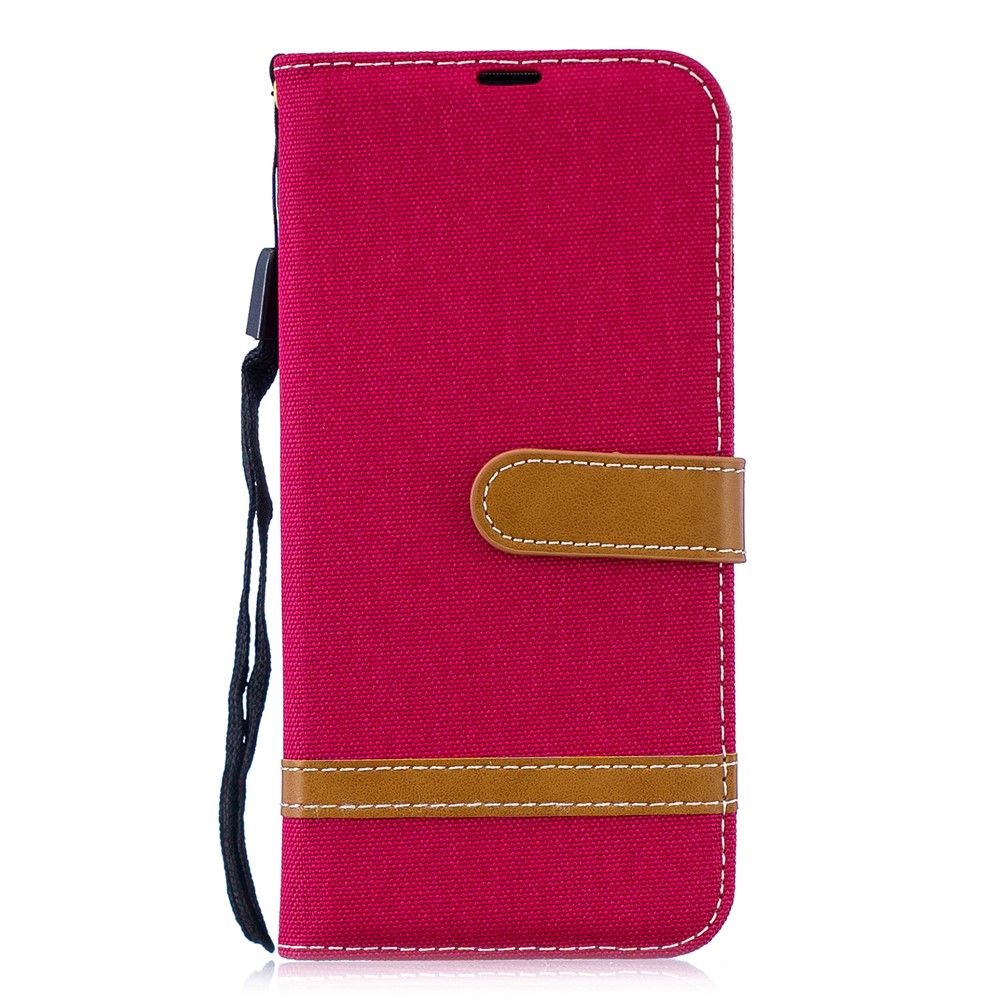 Two-tone Jean Cloth PU Leather Casing with Stand for Huawei P Smart (2019) / Honor 10 Lite - Red-2