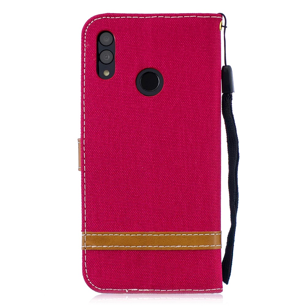 Two-tone Jean Cloth PU Leather Casing with Stand for Huawei P Smart (2019) / Honor 10 Lite - Red-3