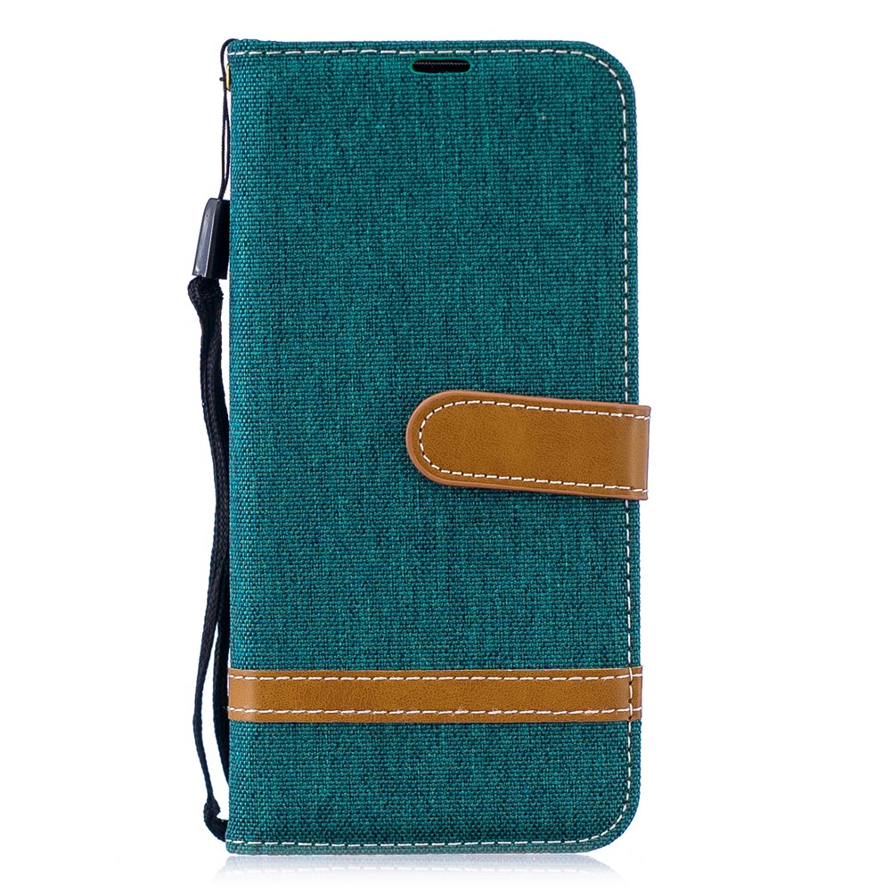 Two-tone Jean Cloth PU Leather Cellphone Cover with Stand for Huawei P Smart (2019) / Honor 10 Lite - Green-2