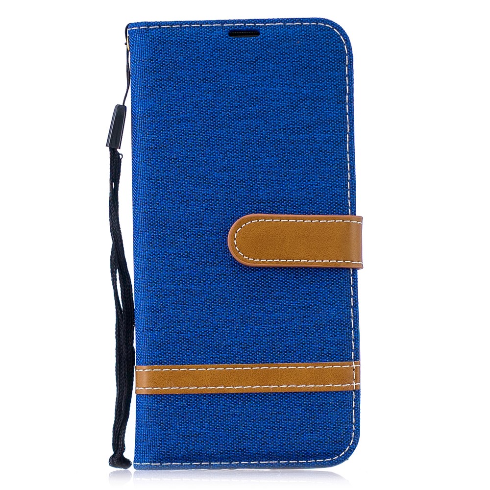 Two-tone Jean Cloth PU Leather Mobile Case with Stand for Huawei P Smart (2019) / Honor 10 Lite - Baby Blue-2