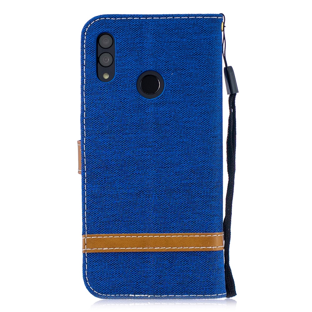 Two-tone Jean Cloth PU Leather Mobile Case with Stand for Huawei P Smart (2019) / Honor 10 Lite - Baby Blue-3