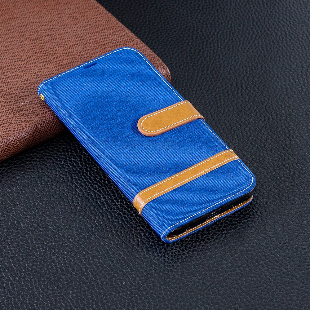 Two-tone Jean Cloth PU Leather Mobile Case with Stand for Huawei P Smart (2019) / Honor 10 Lite - Baby Blue-8