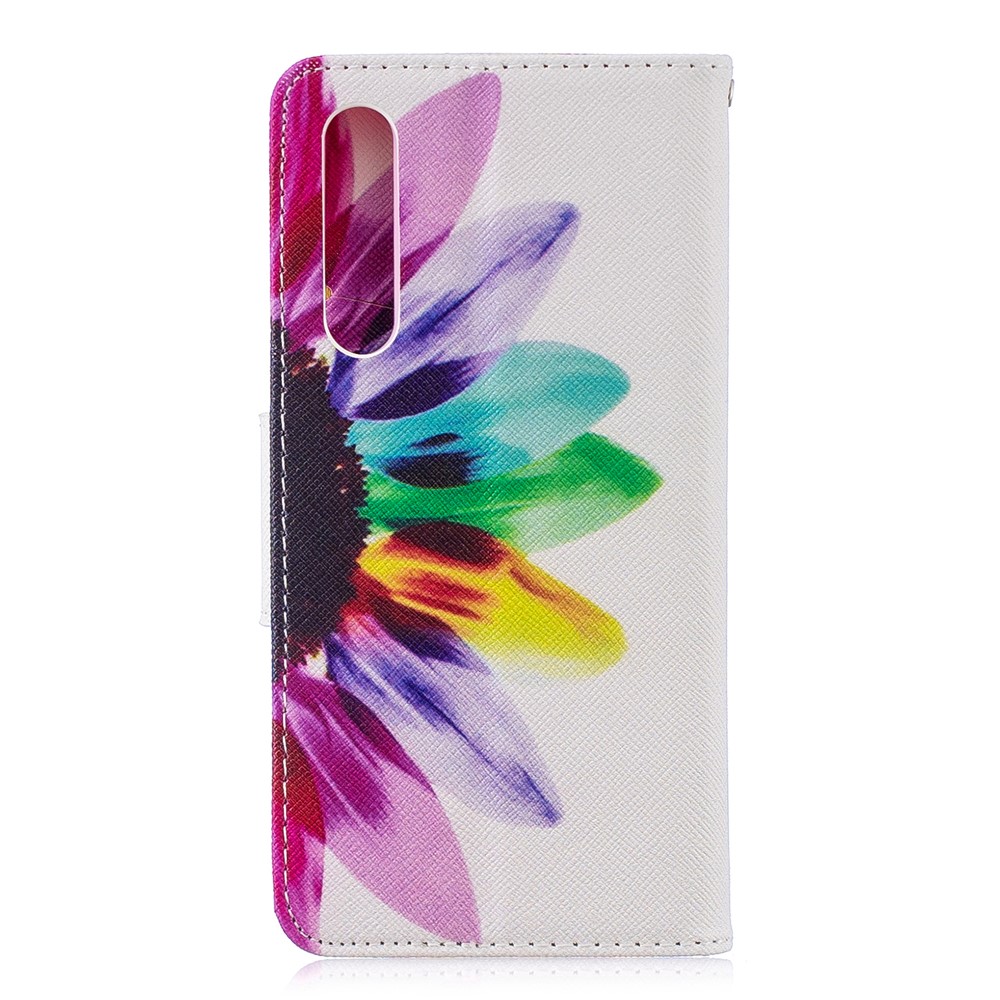 Pattern Printing PU Leather Flip Shell for Huawei P30 - Petals Pattern-3