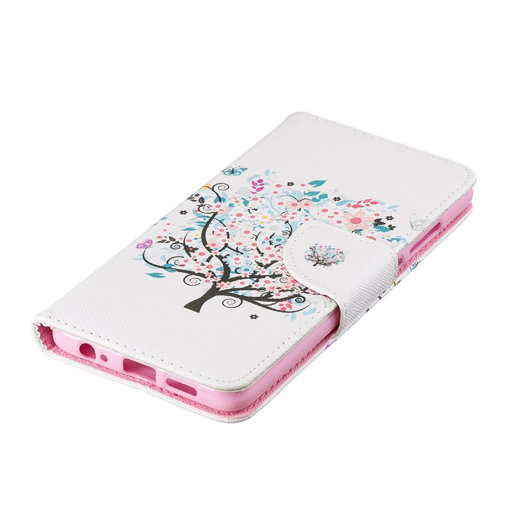 Pattern Printing PU Leather Flip Cover for Huawei P30 - Flowered Tree-6