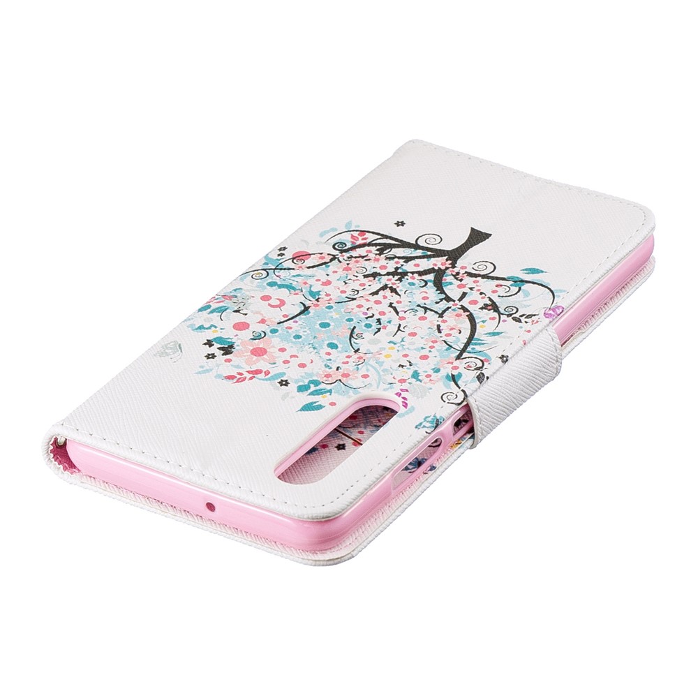 Pattern Printing PU Leather Flip Cover for Huawei P30 - Flowered Tree-7