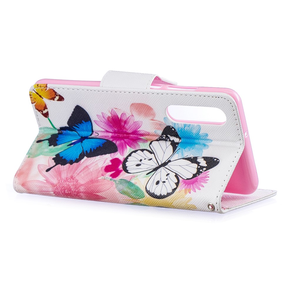 Pattern Printing PU Leather Wallet Phone Casing for Huawei P30 - Butterflies and Flowers-4
