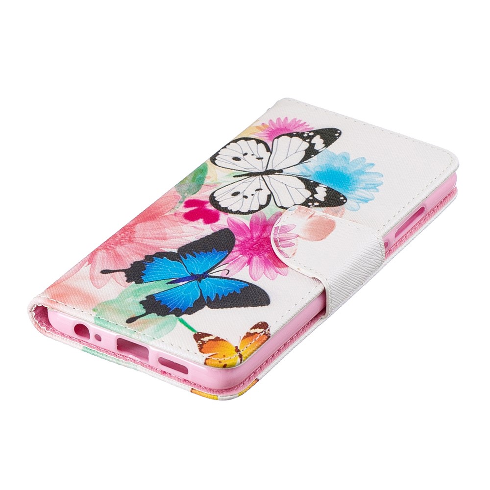 Pattern Printing PU Leather Wallet Phone Casing for Huawei P30 - Butterflies and Flowers-6