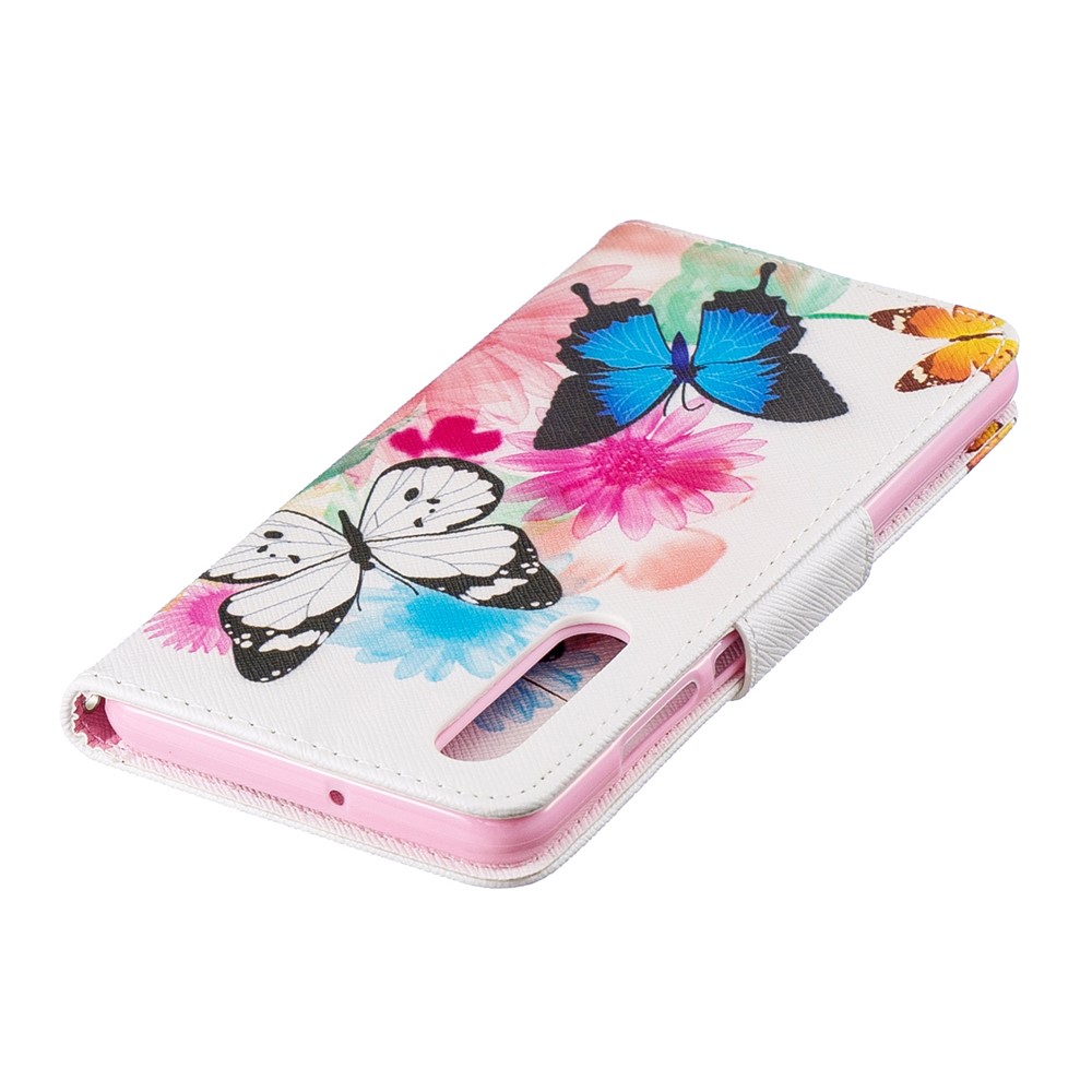 Pattern Printing PU Leather Wallet Phone Casing for Huawei P30 - Butterflies and Flowers-7
