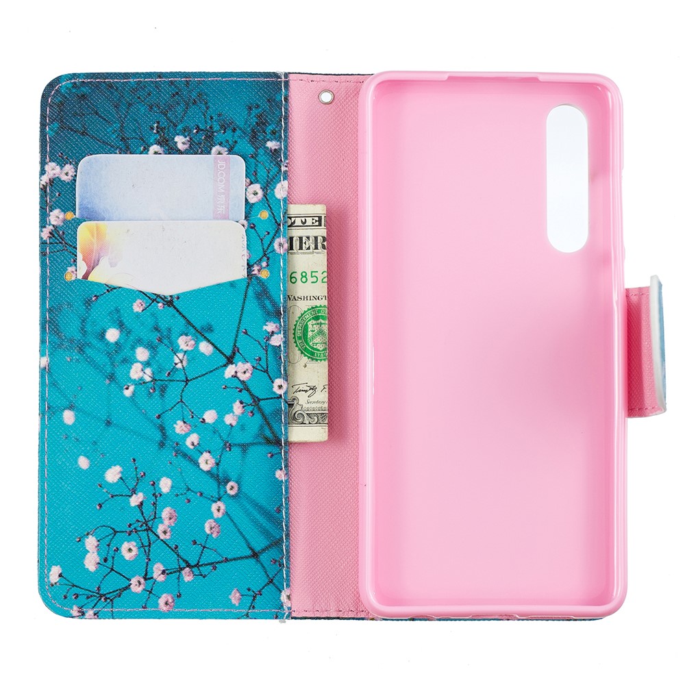 Pattern Printing PU Leather Mobile Phone Case Accessory for Huawei P30 - Tree with Flowers-8