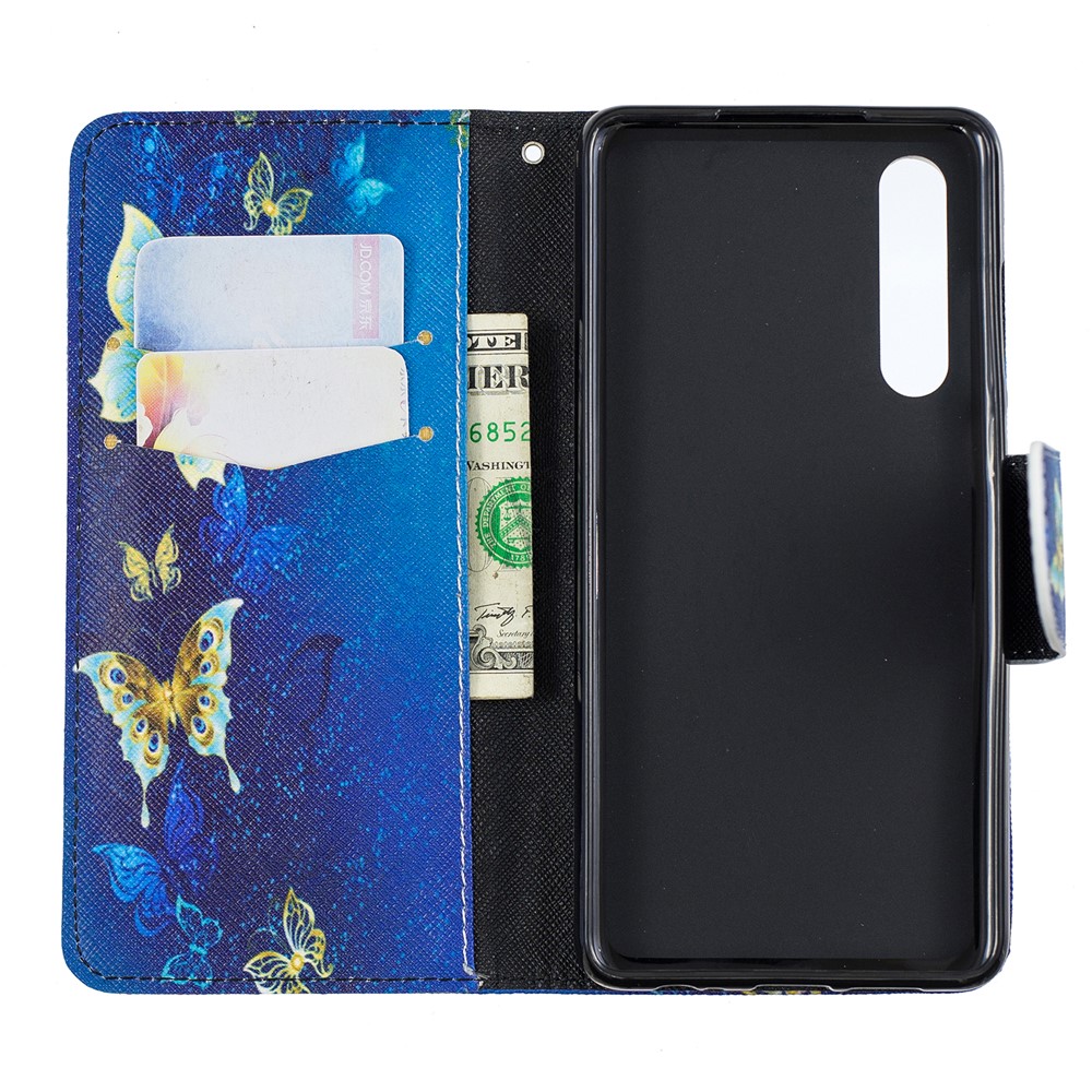 Pattern Printing PU Leather Protection Case for Huawei P30 - Blue Butterflies-8