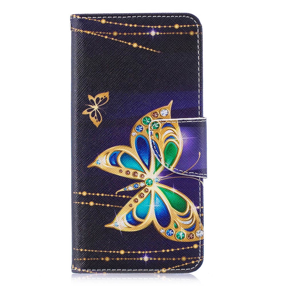 Pattern Printing PU Leather Protection Cover for Huawei P30 - Butterfly with Diamond-2