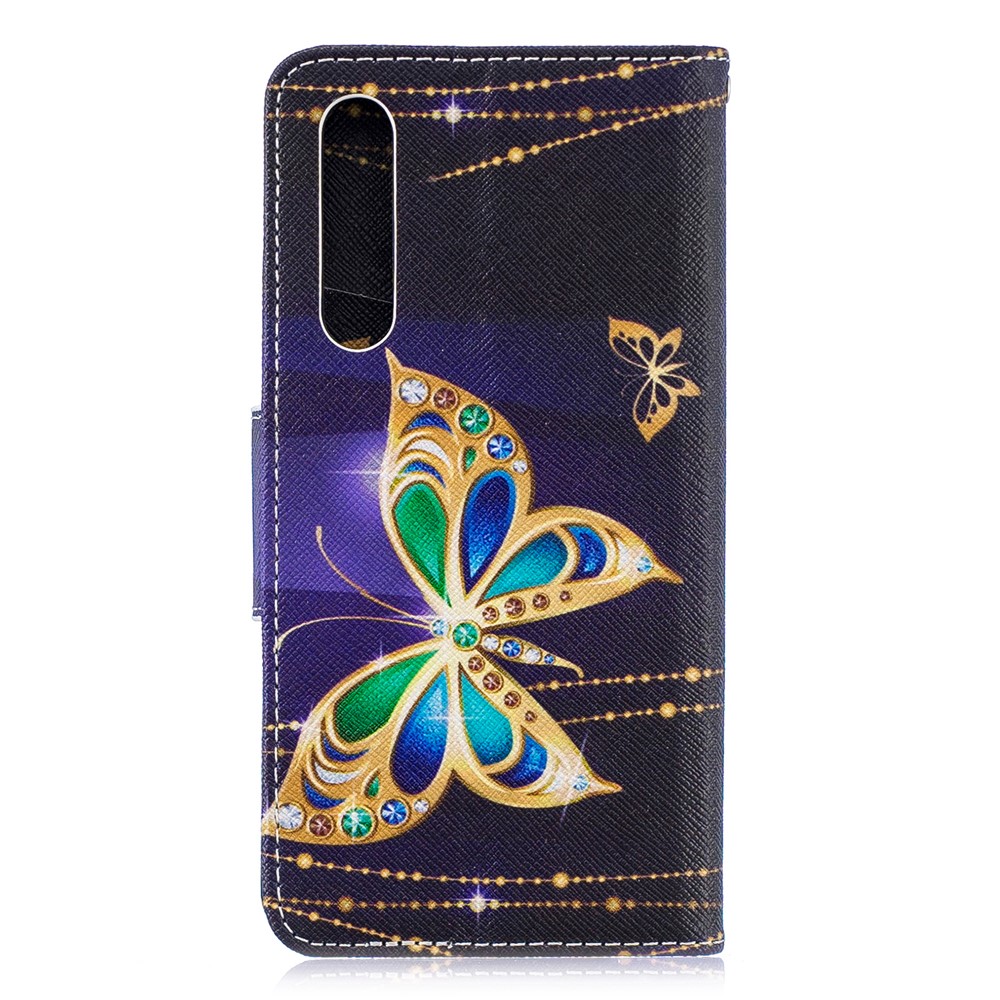 Pattern Printing PU Leather Protection Cover for Huawei P30 - Butterfly with Diamond-3