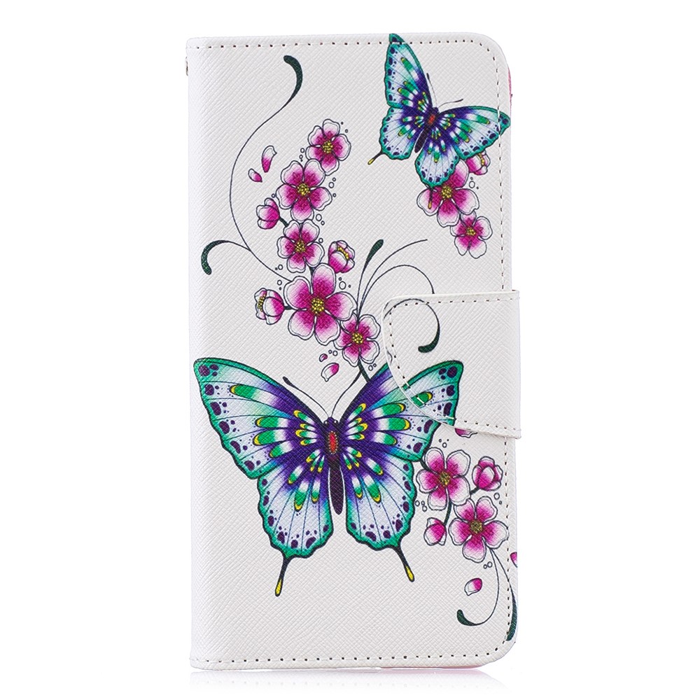 Pattern Printing PU Leather Phone Cover with Wallet for Huawei P30 - Butterflies and Flowers-2