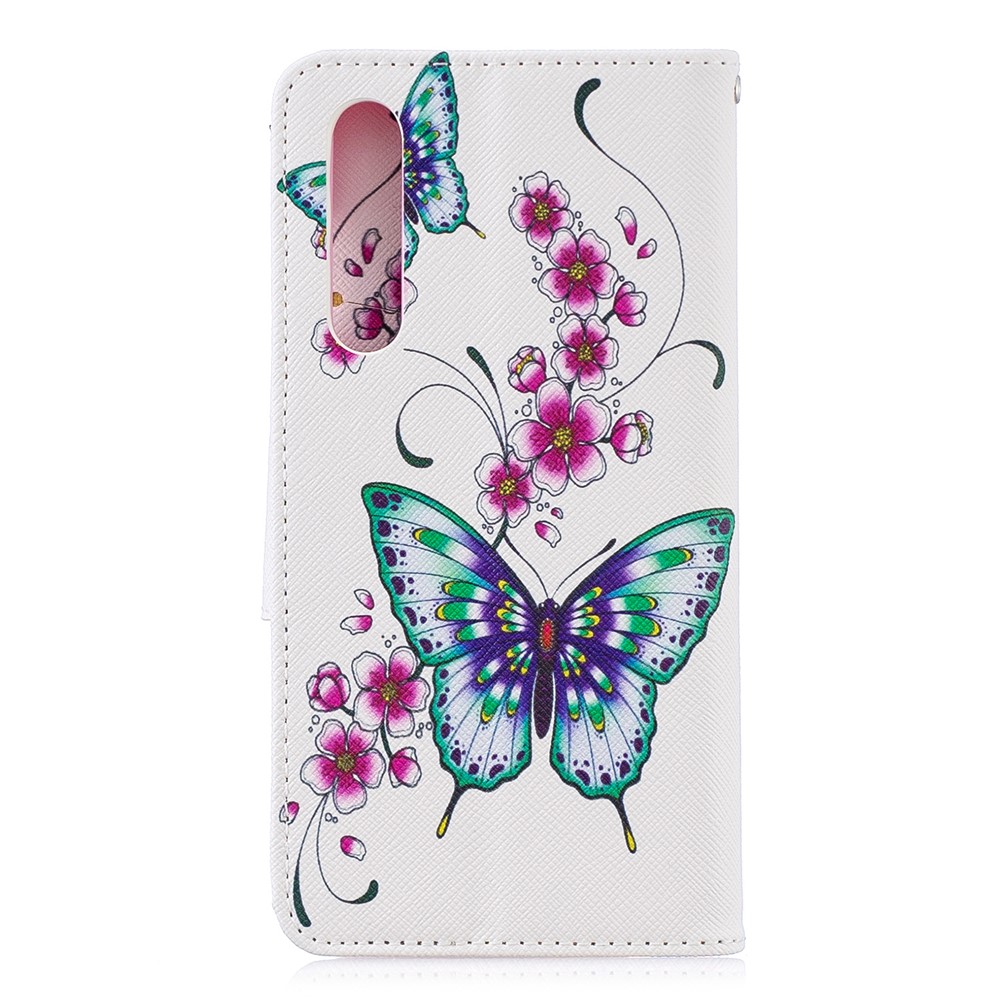 Pattern Printing PU Leather Phone Cover with Wallet for Huawei P30 - Butterflies and Flowers-3
