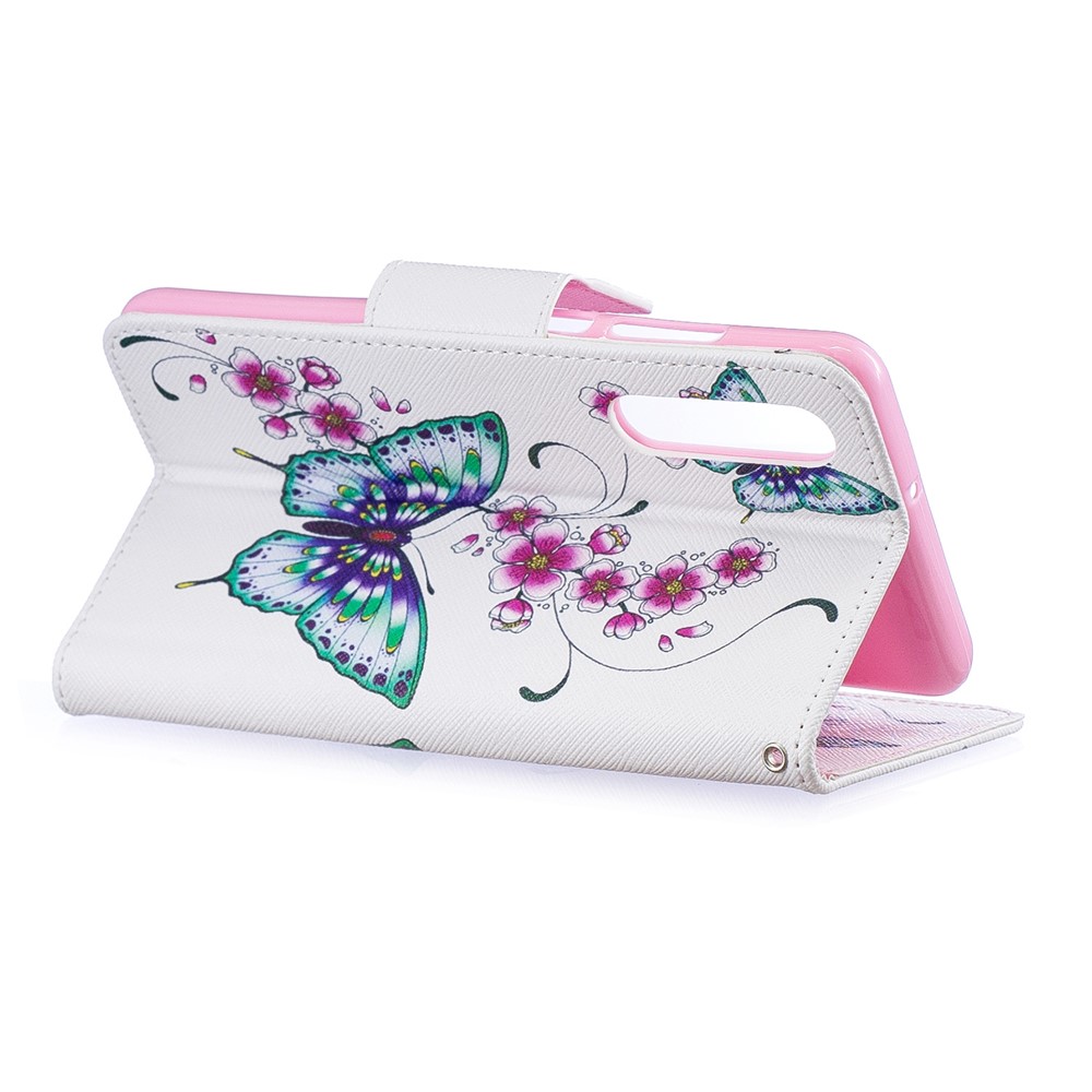 Pattern Printing PU Leather Phone Cover with Wallet for Huawei P30 - Butterflies and Flowers-4