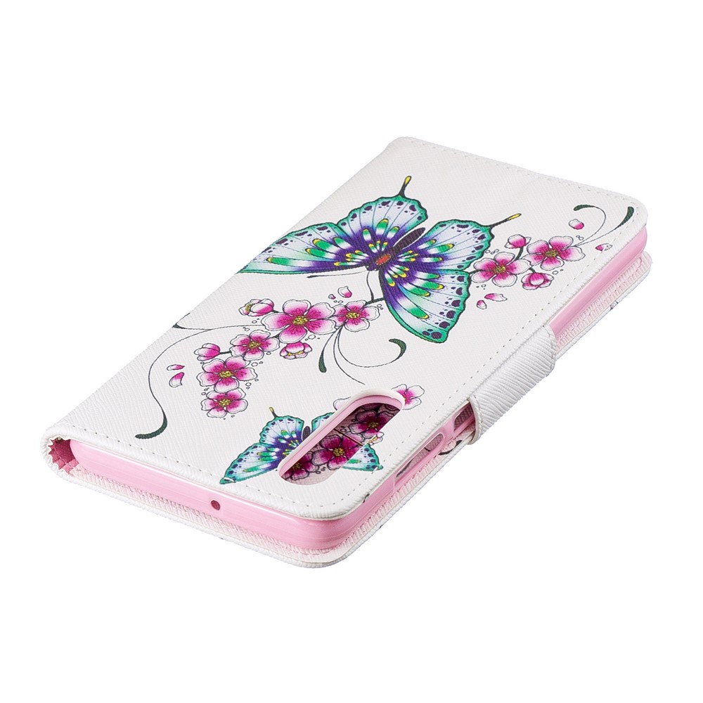 Pattern Printing PU Leather Phone Cover with Wallet for Huawei P30 - Butterflies and Flowers-7