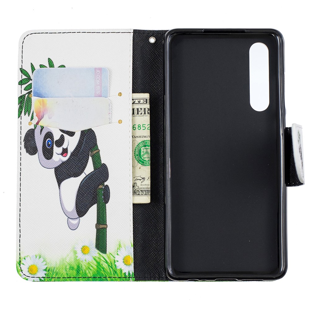 Pattern Printing PU Leather Phone Shell with Card Slots for Huawei P30 - Lovely Panda-8