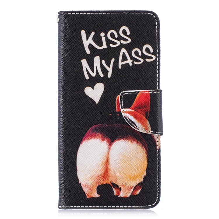 Pattern Printing Card Holder Leather Cover Case for Huawei P30 - Kiss My Ass-2