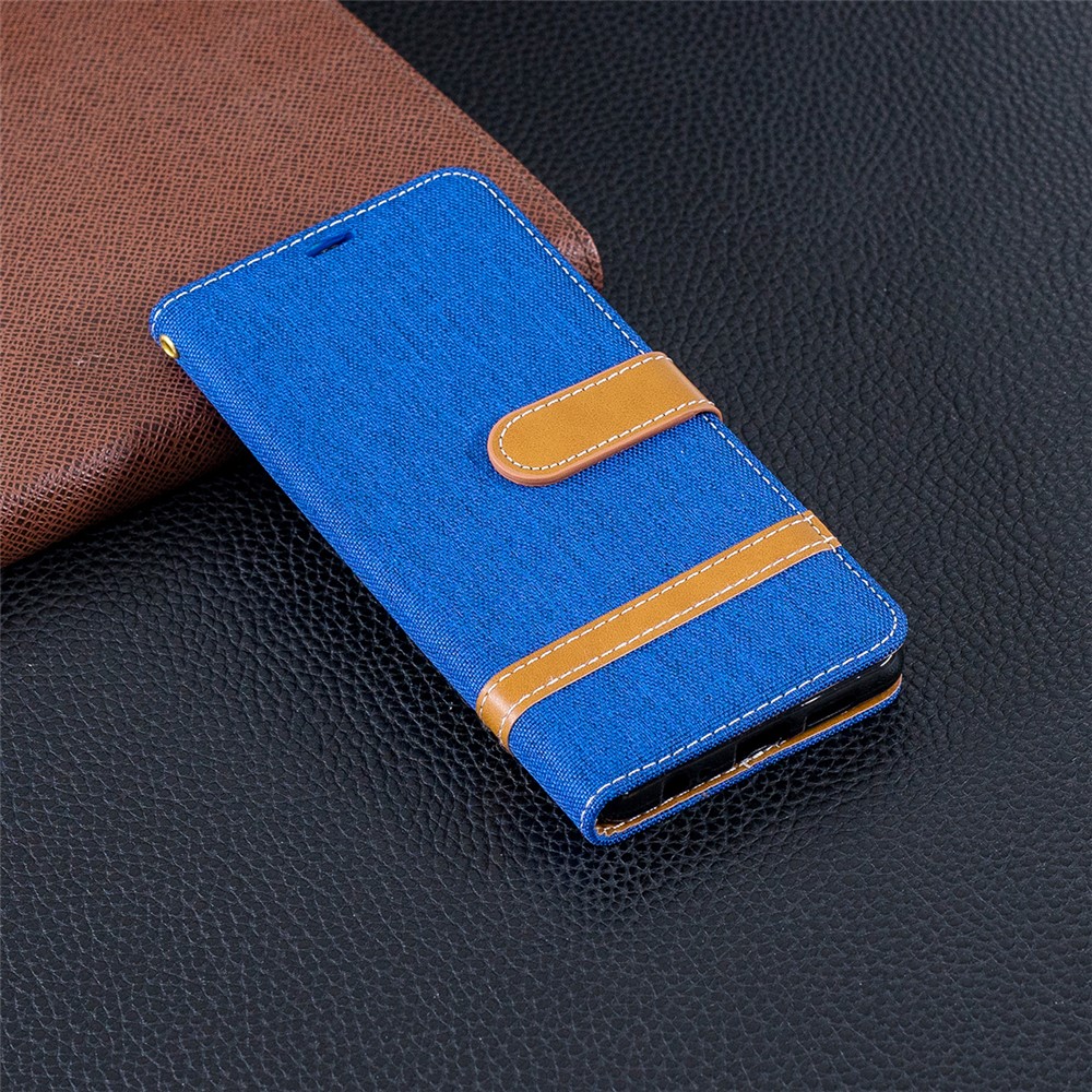 Two-tone Jean Cloth PU Leather Flip Case for Huawei P30 - Baby Blue-2
