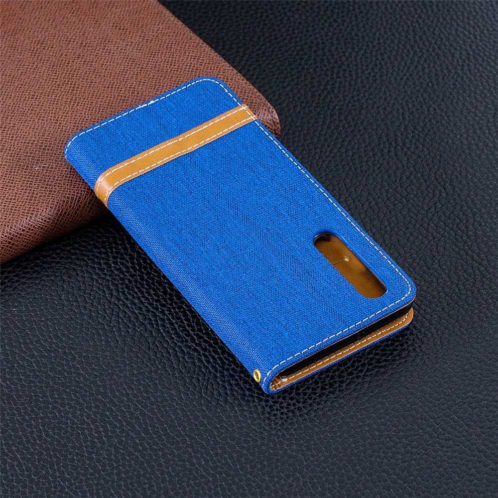 Two-tone Jean Cloth PU Leather Flip Case for Huawei P30 - Baby Blue-3