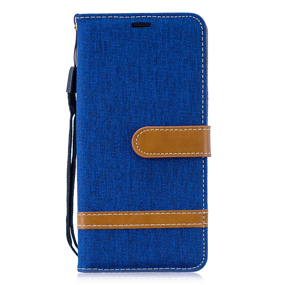 Two-tone Jean Cloth PU Leather Flip Case for Huawei P30 - Baby Blue-4