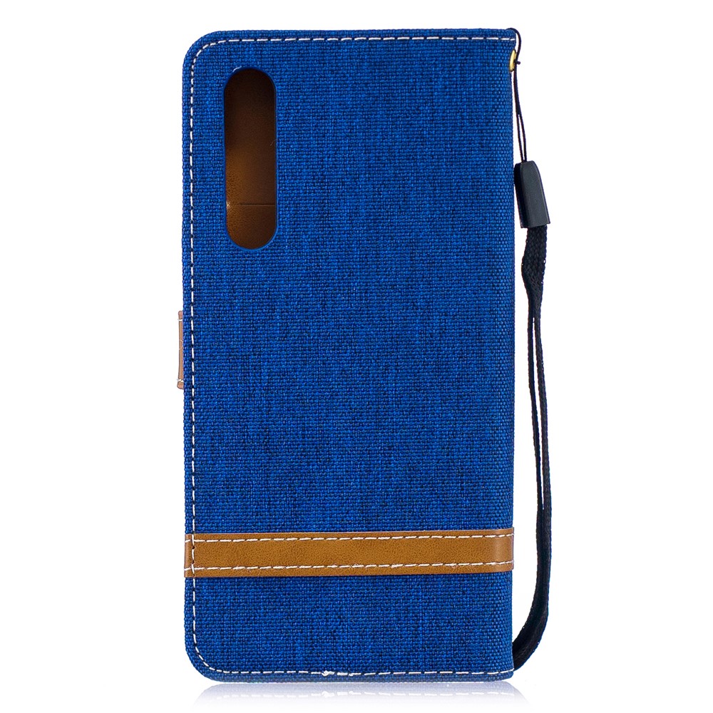 Two-tone Jean Cloth PU Leather Flip Case for Huawei P30 - Baby Blue-5