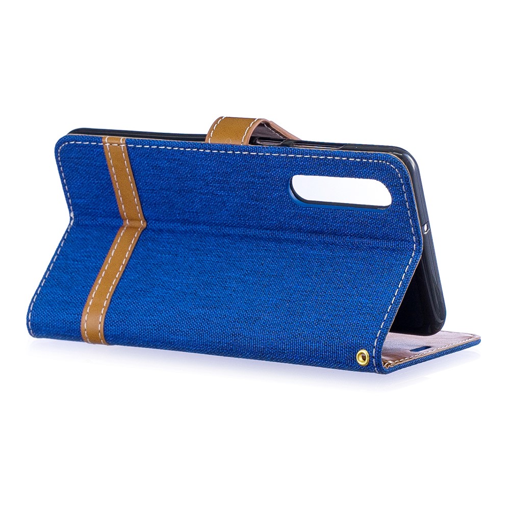 Two-tone Jean Cloth PU Leather Flip Case for Huawei P30 - Baby Blue-6