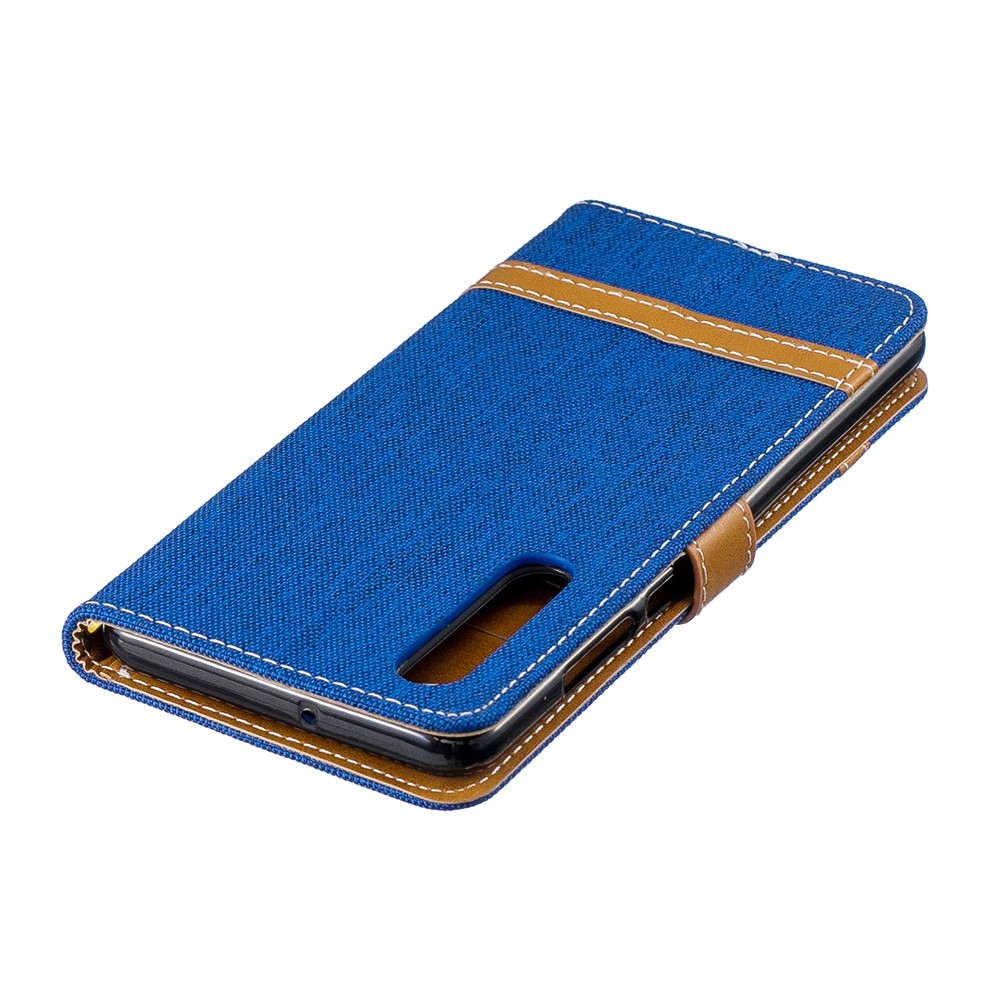 Two-tone Jean Cloth PU Leather Flip Case for Huawei P30 - Baby Blue-9