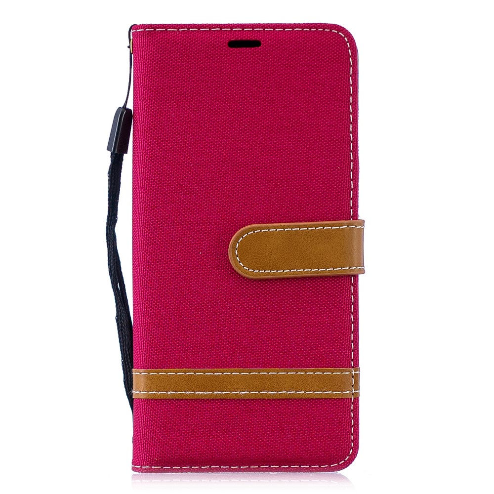 Two-tone Jean Cloth PU Leather Flip Cover for Huawei P30 - Red-4