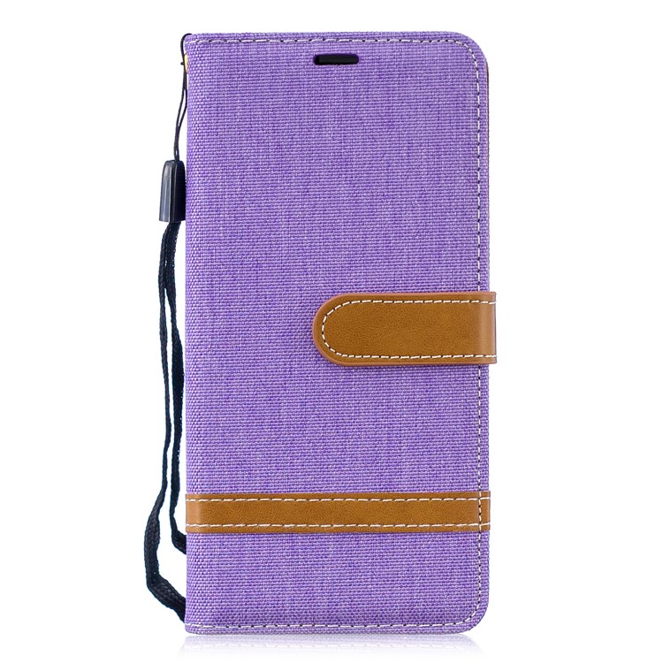 Two-tone Jean Cloth PU Leather Flip Casing for Huawei P30 - Purple-4