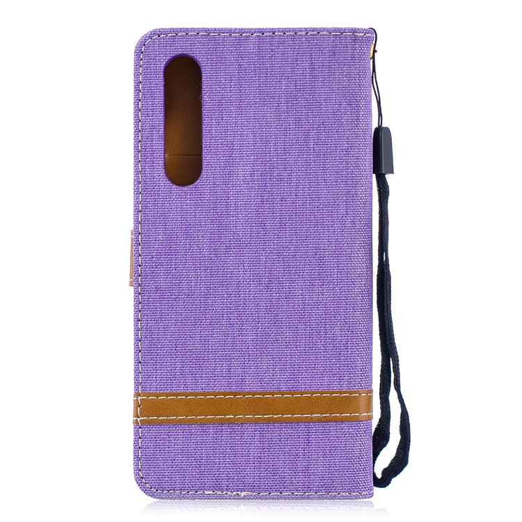 Two-tone Jean Cloth PU Leather Flip Casing for Huawei P30 - Purple-5