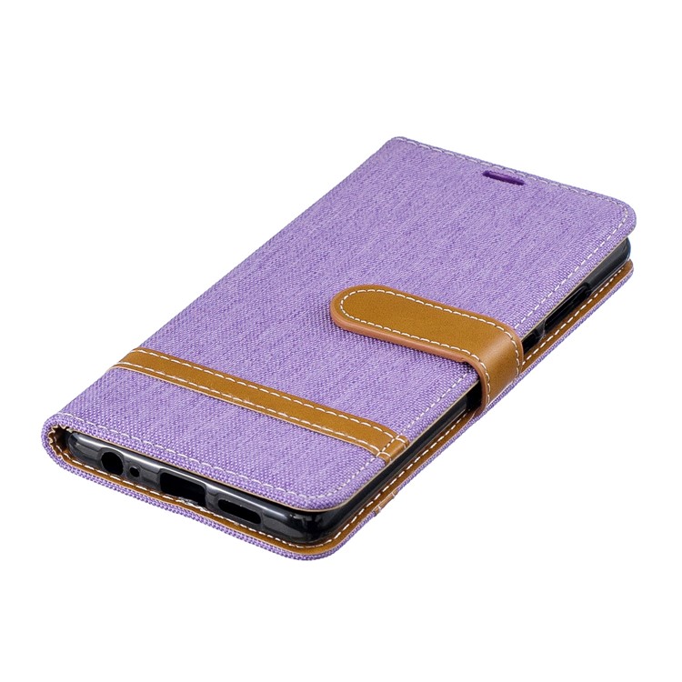 Two-tone Jean Cloth PU Leather Flip Casing for Huawei P30 - Purple-8