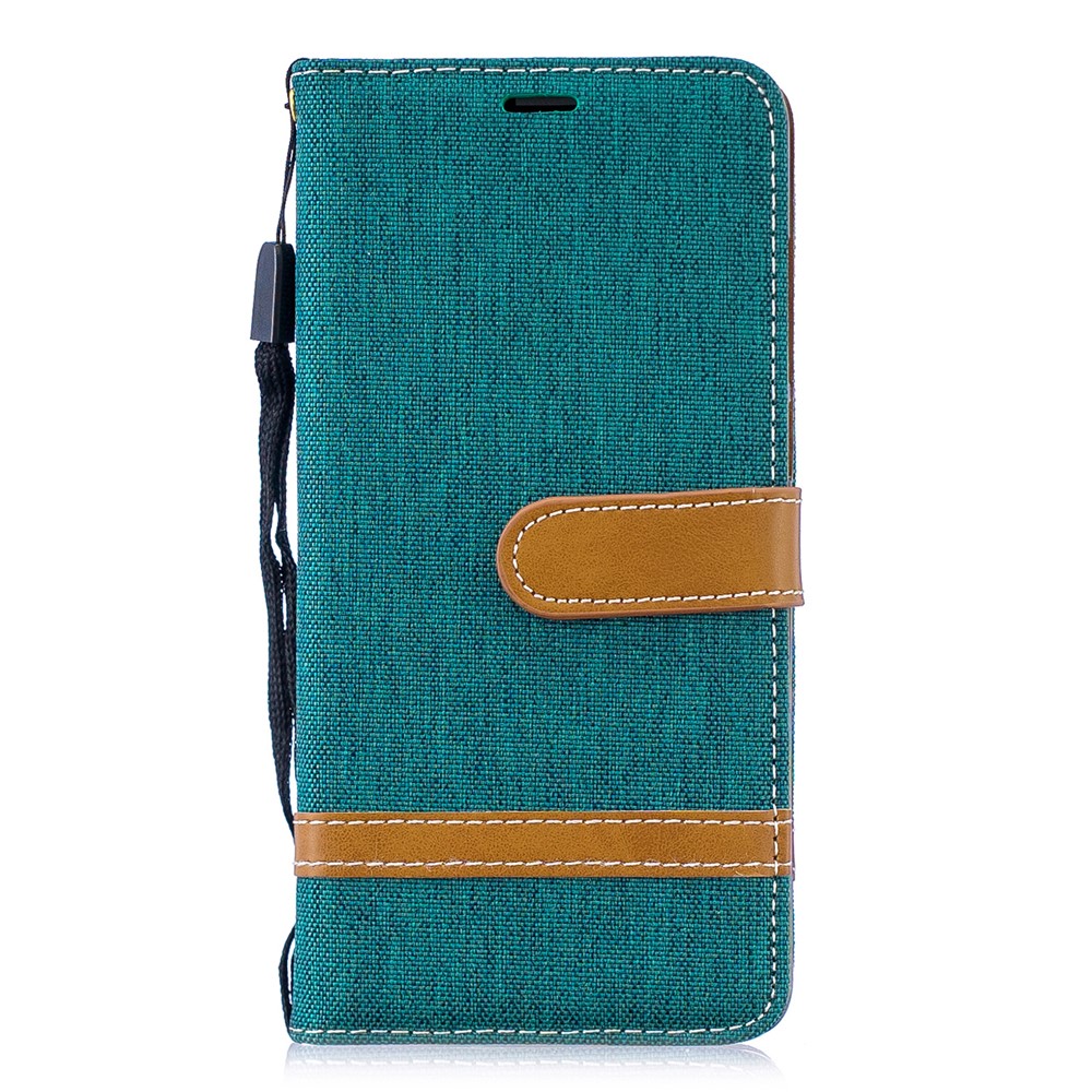 Caixa de Celular de Couro de Pano Jean po de Dois Tons Para Huawei P30 - Verde-4