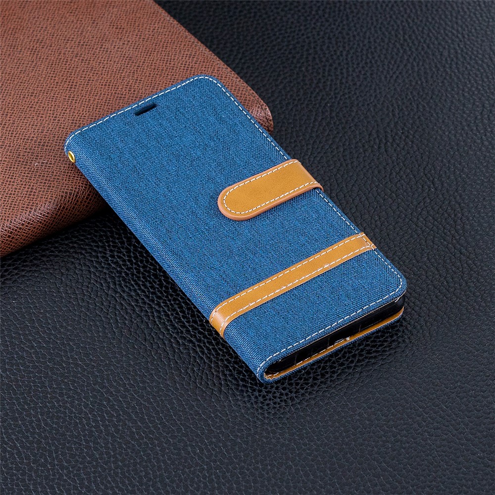 Two-tone Jean Cloth PU Leather Flip Protective Case for Huawei P30 - Dark Blue-2